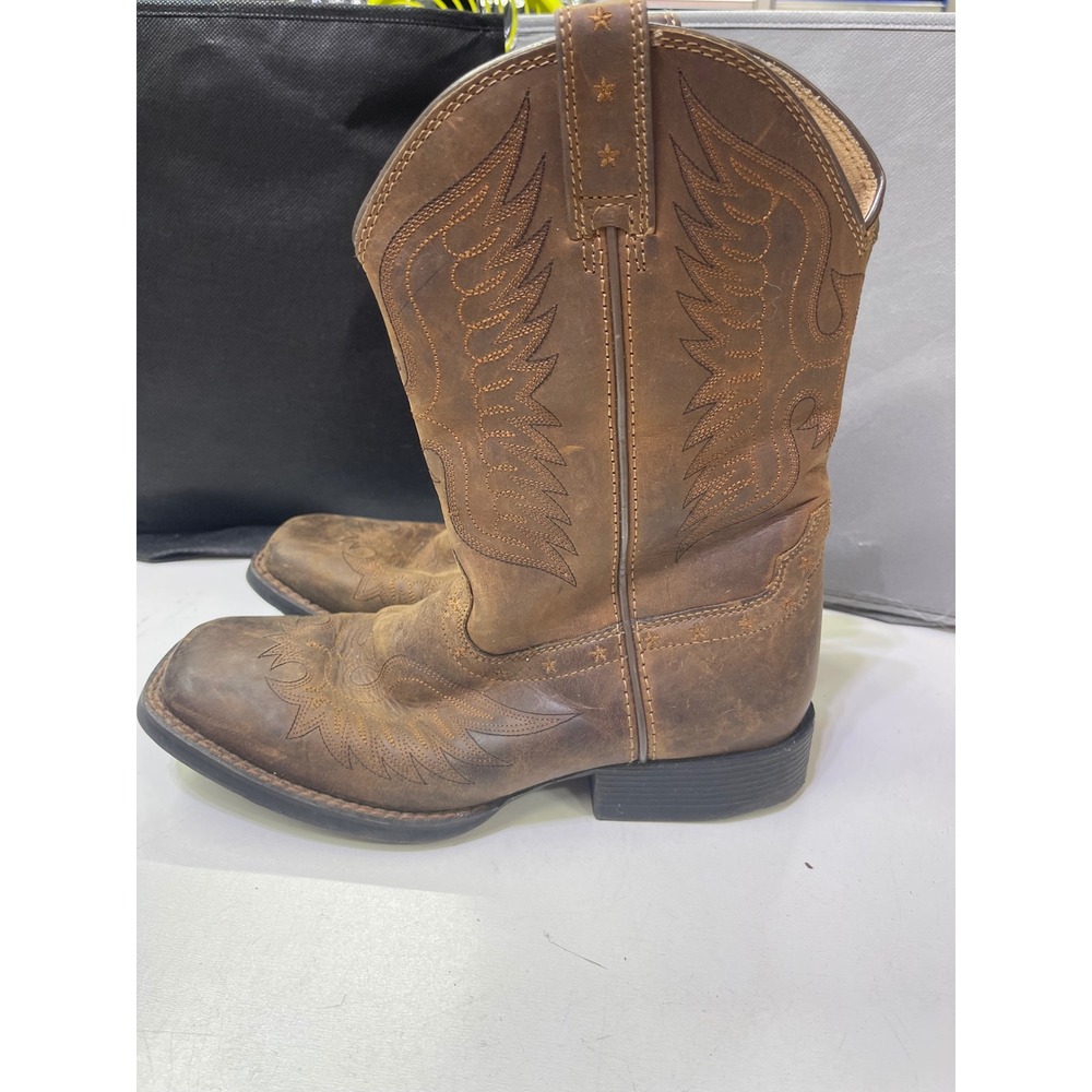 Ariat Kids Brown Leather Western Square Toe Boots 10017313 US 3.5